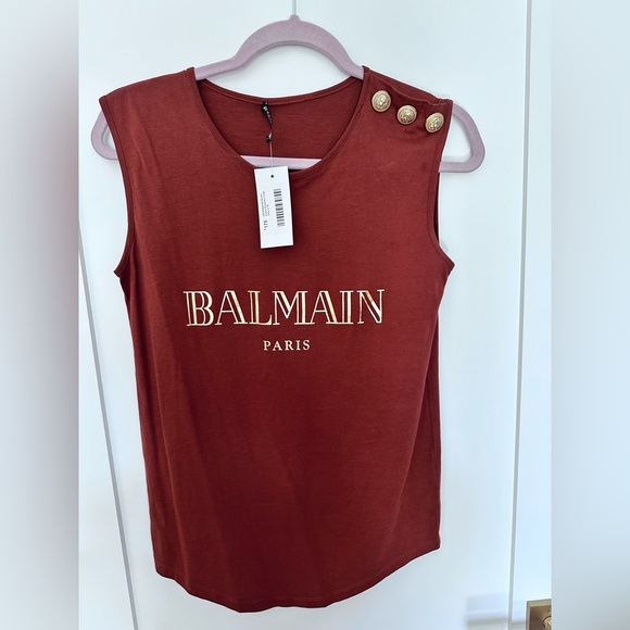 Balmain Paris Rust Sleeveless Top - Picture 2 of 5